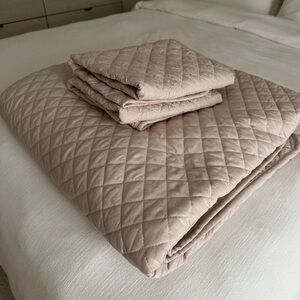 Elegant Tan Quilted Bedding Set